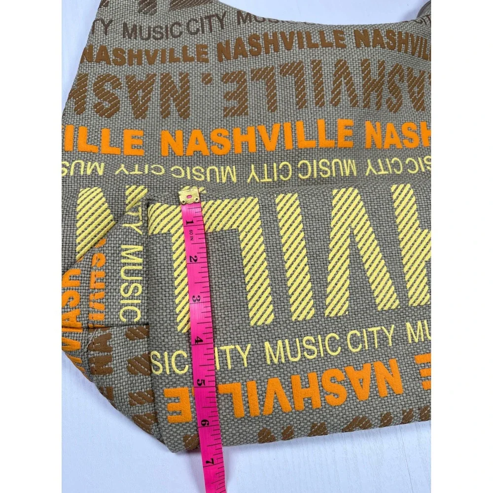 Robin Ruth Nashville Music City Hobo Bag Tan Orange Canvas Shoulder Bag NEW Zip